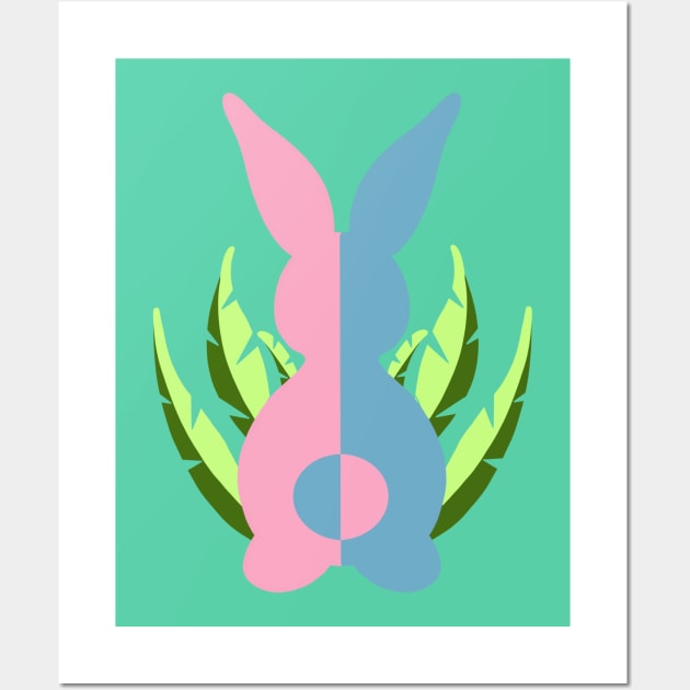 Easter Bunny Pink & Teal Wall Art by MarMi